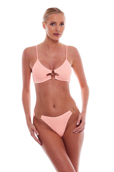 Dubai Multi-Ring Cutout Crinkle One Size Bikini SET NEW
