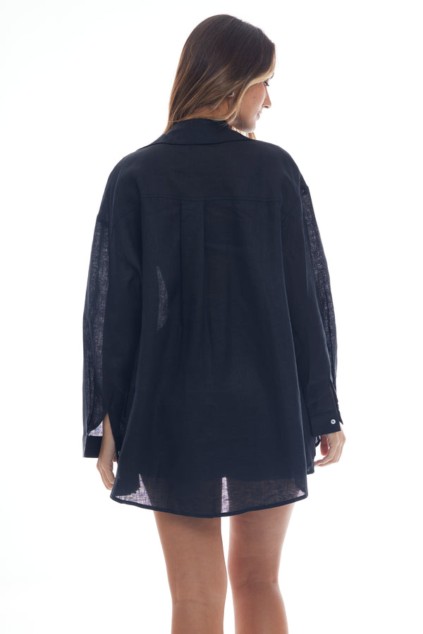 Monaco Linen Shirt-Dress Tunic