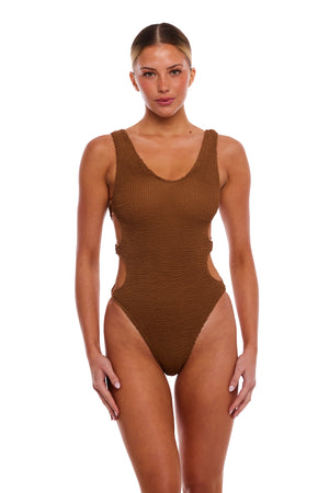 DUBAI CUTOUT GOLD RINGS ONE PIECE SWIMSUIT