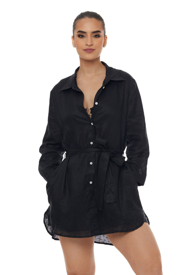 Monaco Linen Shirt-Dress Tunic