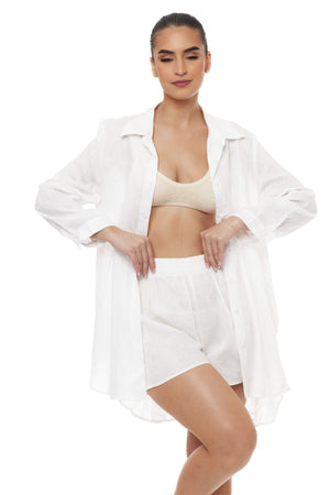 Monaco Linen Shirt-Dress Tunic
