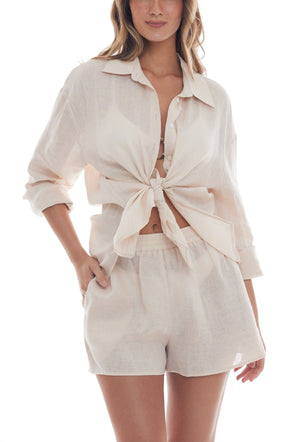 Monaco Linen Shirt-Dress Tunic