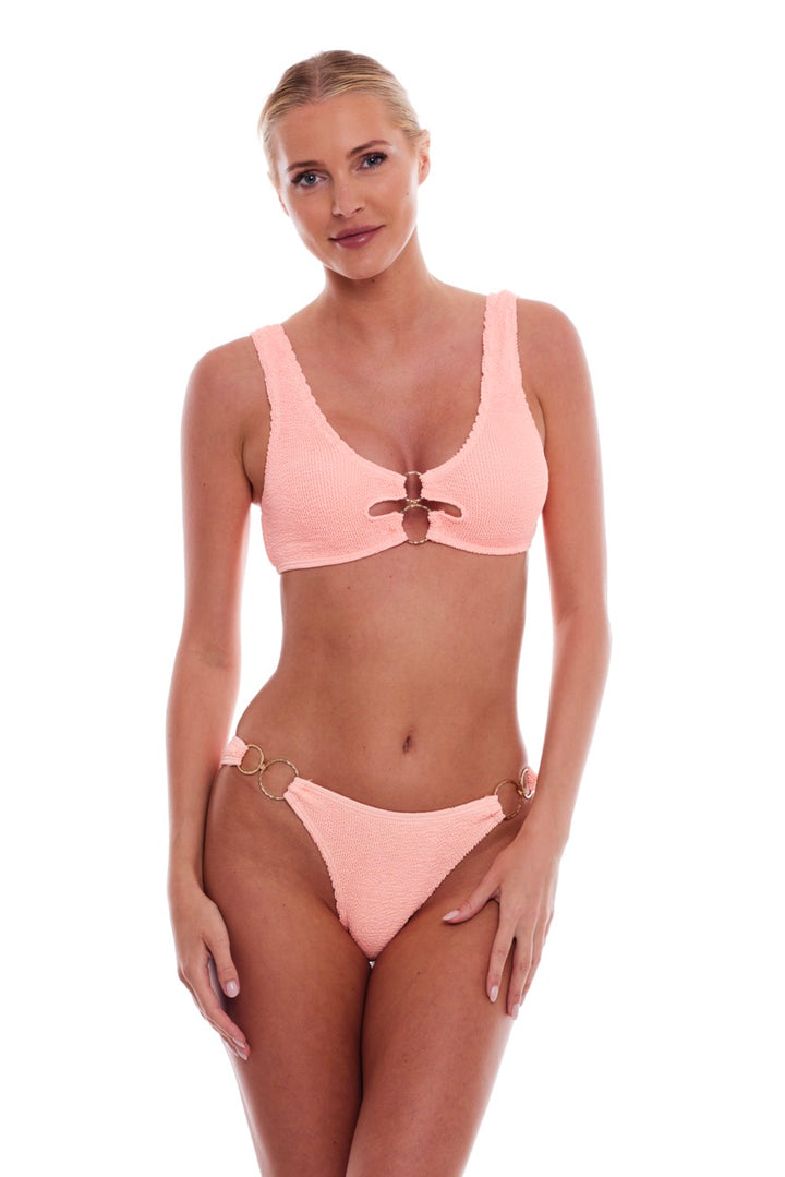 DOHA MULTI-GOLD RING SCOOP BIKINI TOP