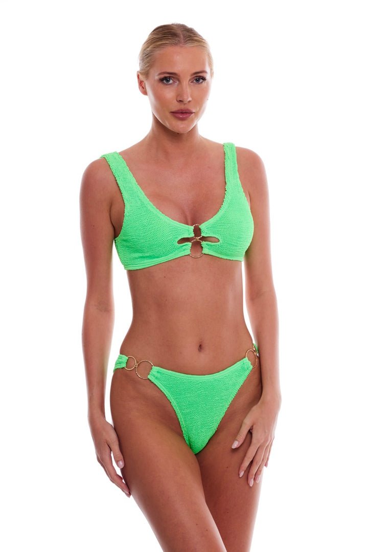 DOHA MULTI-GOLD RING SCOOP BIKINI TOP