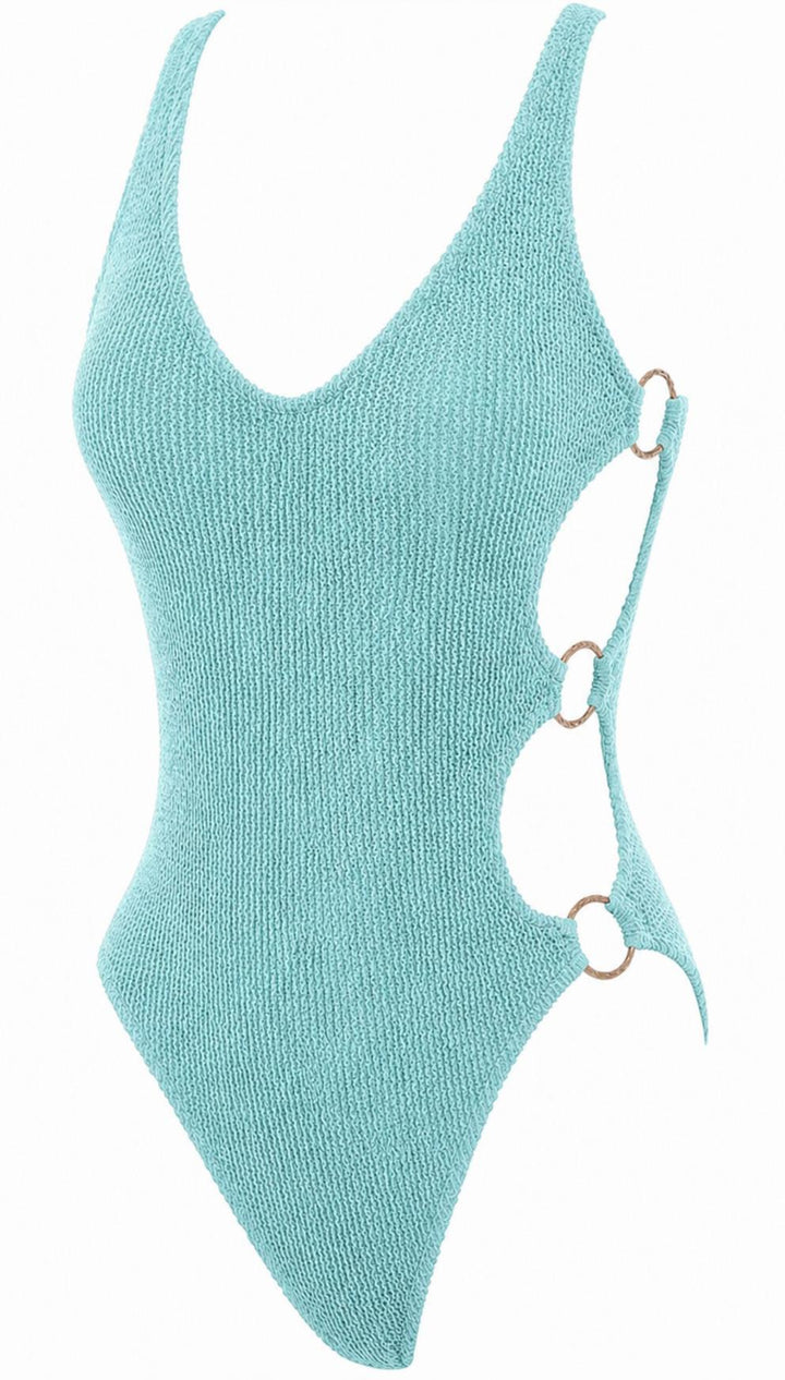 DUBAI CUTOUT GOLD RINGS ONE PIECE SWIMSUIT