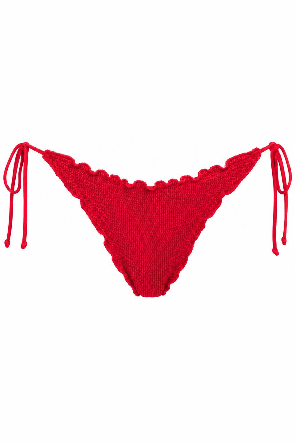 MALTA SCALLOPED STRINGS MID COVERAGE BIKINI BOTTOM