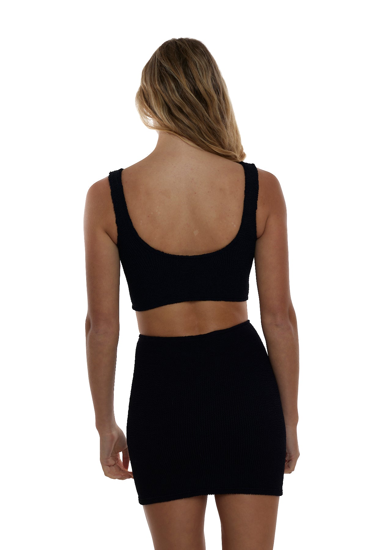Cairo Crop Tankini Basic Crinkle Stretch One Size TOP ONLY (Black)