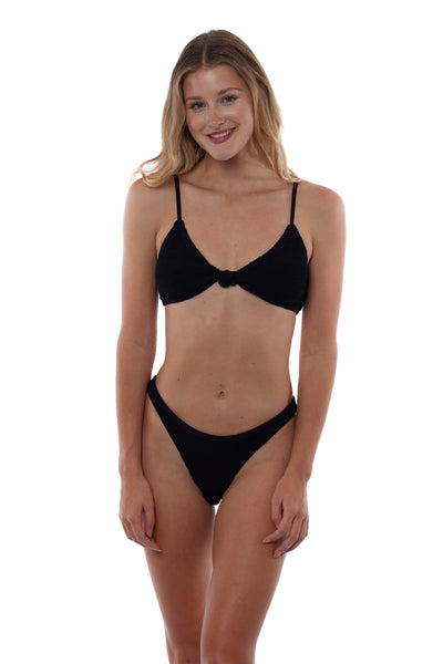 Laguna Beach Front Wrap One Size Bikini TOP ONLY (Black)