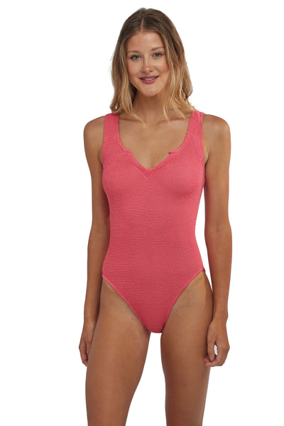 St. Barts Chest V-Cutout One Size ONE PIECE SWIMSUIT (Calypso Coral)