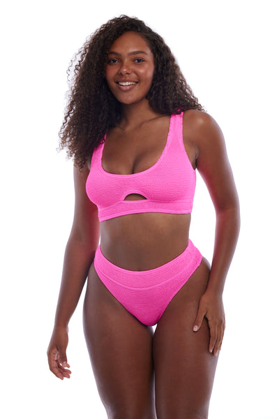 Turks And Caicos High-Waisted Full One Size Bikini BOTTOM ONLY (Hot Pink)