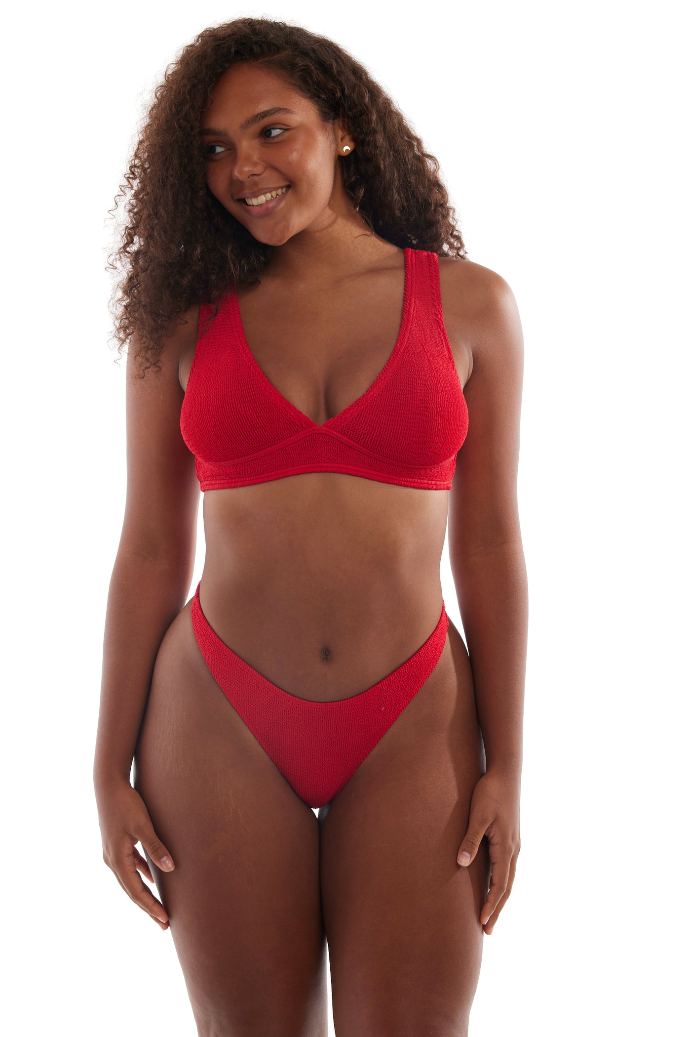 Maui V-Neck One Size Bikini TOP ONLY (Red)