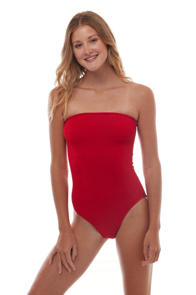 Tulum Tube Strapless One Size ONE PIECE SWIMSUIT (Red)