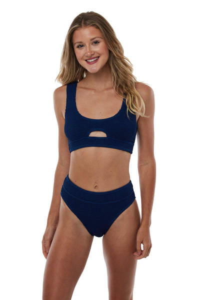 Turks And Caicos High-Waisted Full One Size Bikini BOTTOM ONLY (Navy Blue)